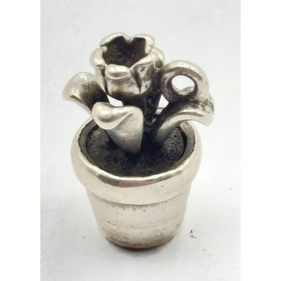 James Avery Retired 925 Sterling Silver Potted Flower Charm - Picture 1 of 6